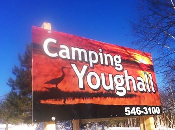Camping Youghall sign